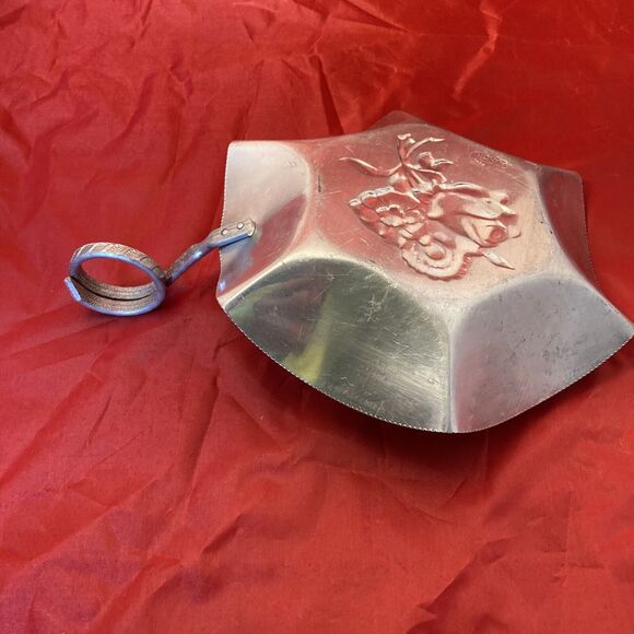 Vintage Nasco Aluminum Candy Dish Made in Italy Rose Design Beveled Edges - Picture 6 of 8